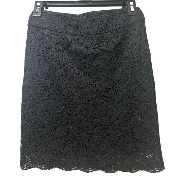 Banana Republic Black Lace Crochet Mini Pencil Skirt Size 00P Petite Whimsigoth - Picture 1 of 16